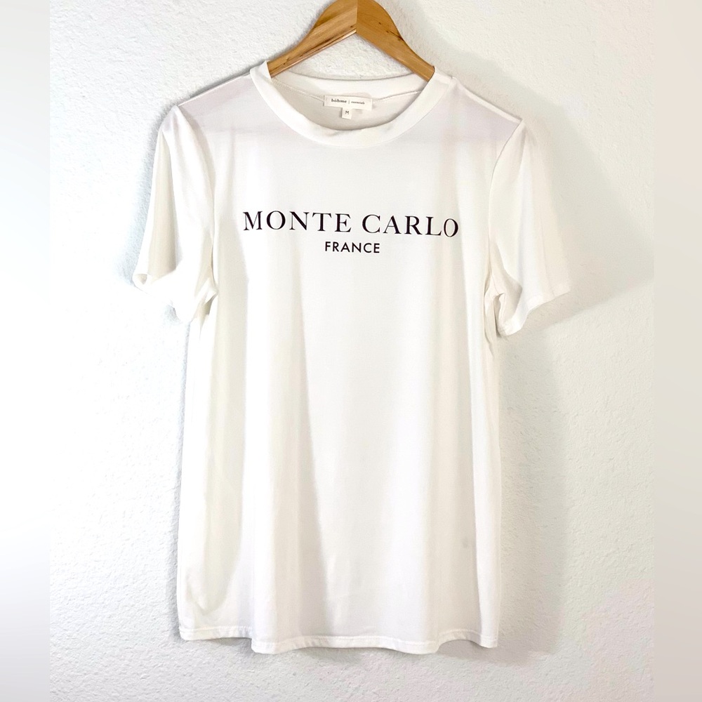 Bohme Essentials White “Monte Carlo France” Short Sleeve T-shirt Sz M